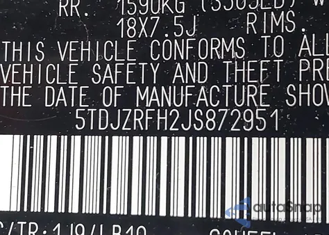 2018 Toyota Highlander Xle from USA, damaged, VIN 5TDJZRFH2JS872951